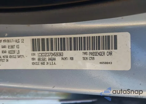 2013 Dodge Avenger Sxt из США, поврежденный, VIN 1C3CDZCG7DN526363